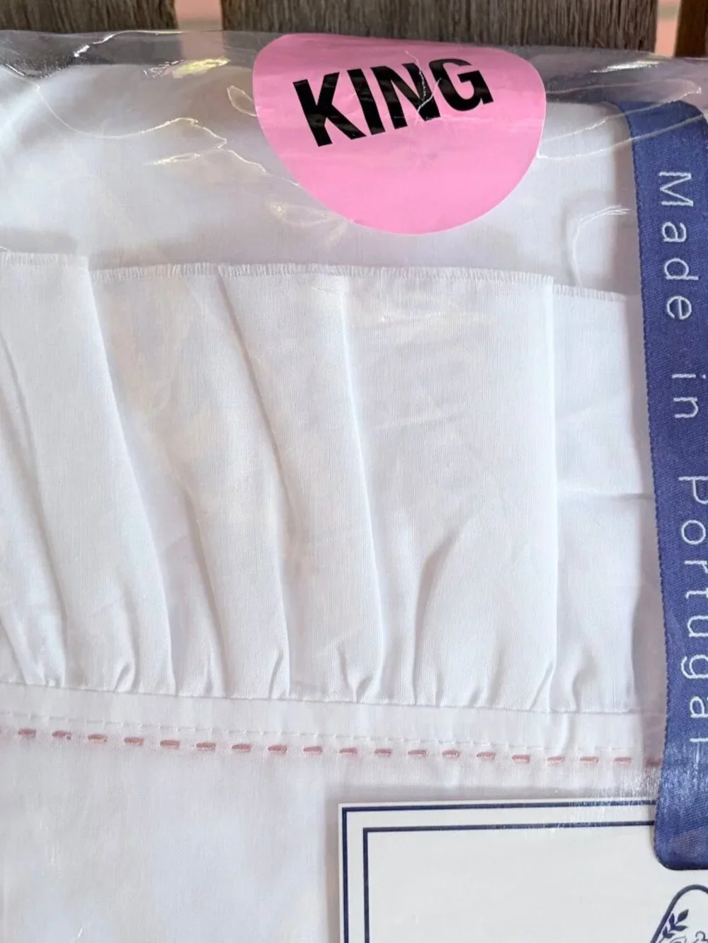 Alda Texteis 100% Cotton Ruffled Raw Edge King Size Sheet Set Bright White